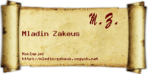 Mladin Zakeus névjegykártya